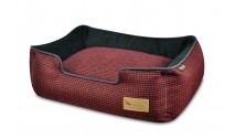 Doggy Be Houndstooth Lounge Bed Cayenne Red
